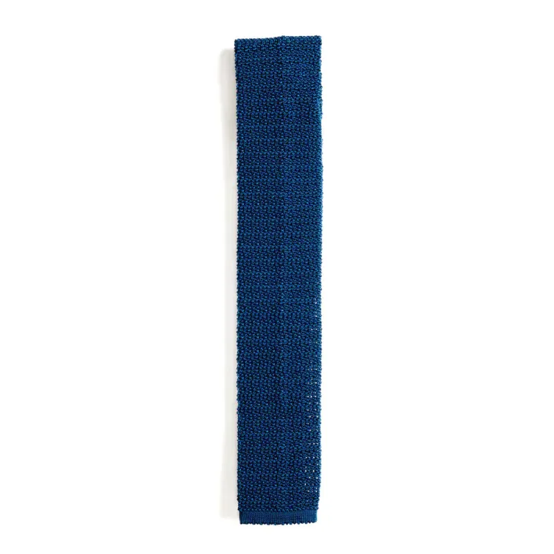 Mid Blue Knitted Silk Tie made by William Crabtree & Sons