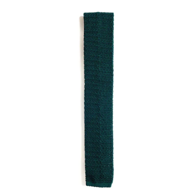 Bottle Green Knitted Silk Tie made by William Crabtree & Sons