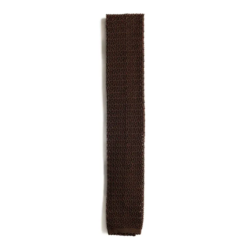 Chocolate Brown Knitted Silk Tie made by William Crabtree & Sons