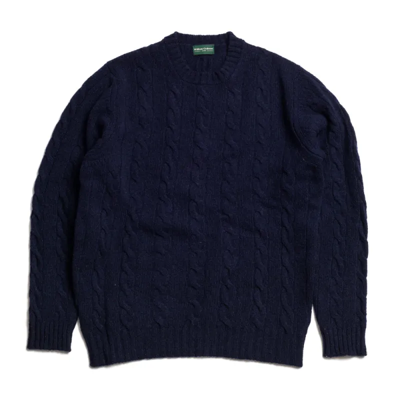 Navy Cable Shetland Knit Jumper sold by William Crabtree & Sons