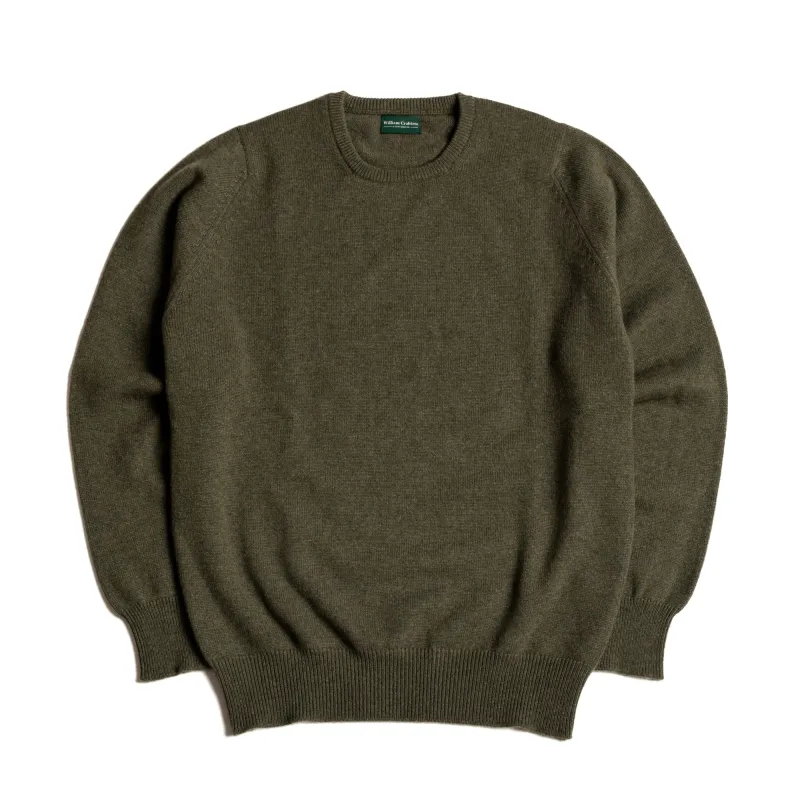 Loden Mix 2 Ply Cashmere Crew Neck made by William Crabtree & Sons