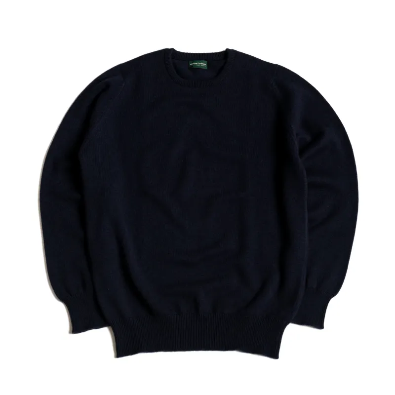 Navy 2 Ply Cashmere Crew Neck sold by William Crabtree & Sons