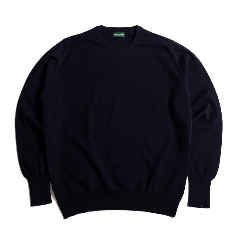 Navy 1 Ply Cashmere Crew Neck sold by William Crabtree & Sons