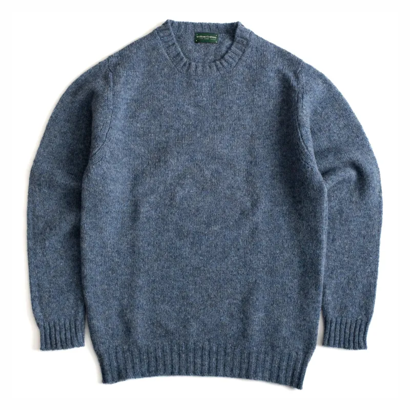 Denim Shetland Crew Neck sold by William Crabtree & Sons
