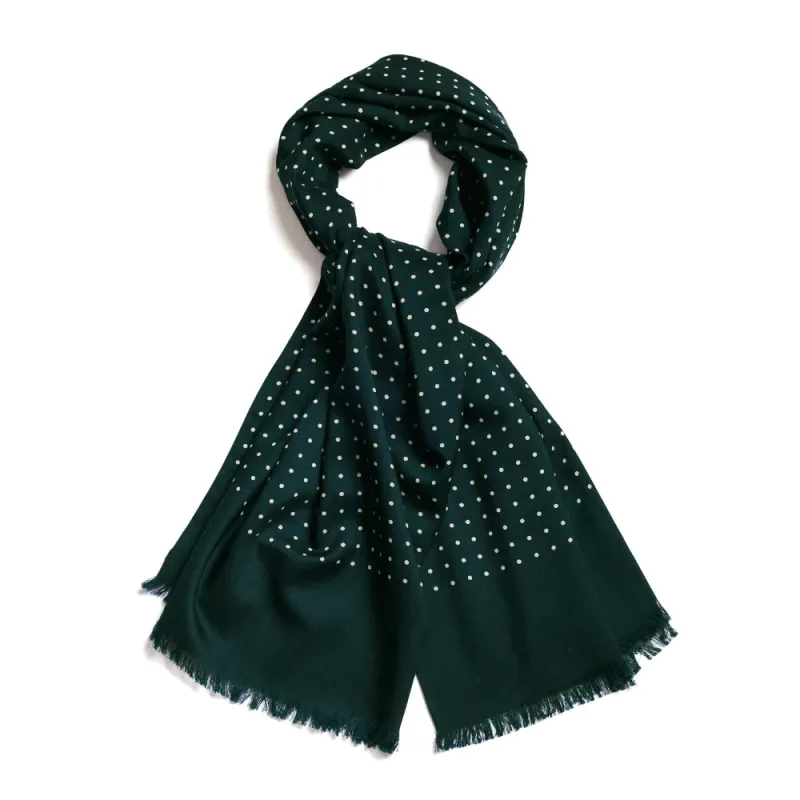 Green Wool Silk Spot Scarf made by William Crabtree & Sons