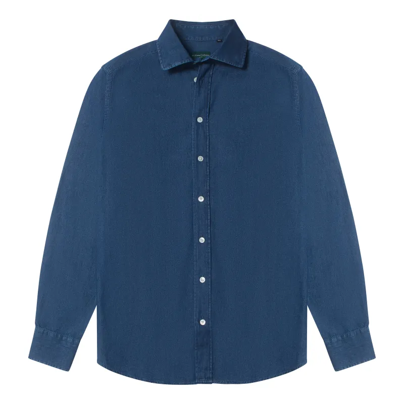 Indigo Washed Denim Shirt made by William Crabtree & Sons