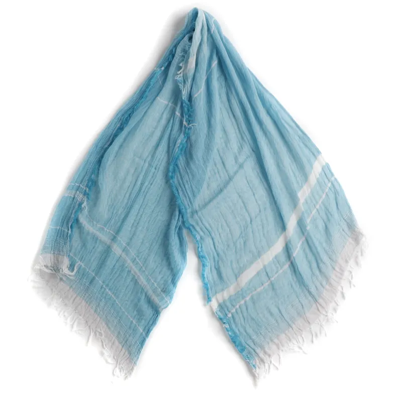 Sea Blue Mix Tamaki Niime Cotton Roots Shawl made by William Crabtree & Sons