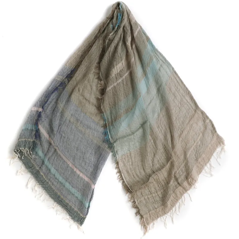 Light Brown Mix Tamaki Niime Cotton Roots Shawl made by William Crabtree & Sons