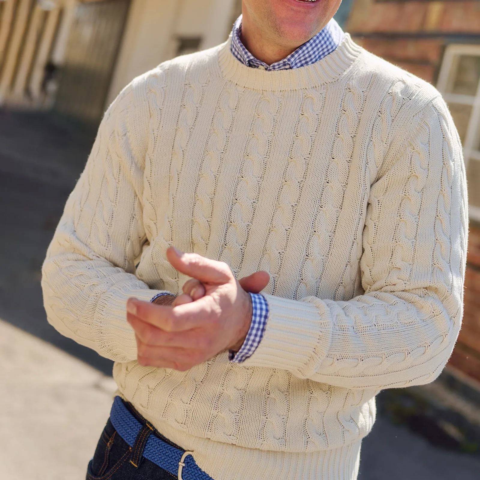 Ivory Cotton Cable Knit sold by William Crabtree & Sons product image thumbnail 4