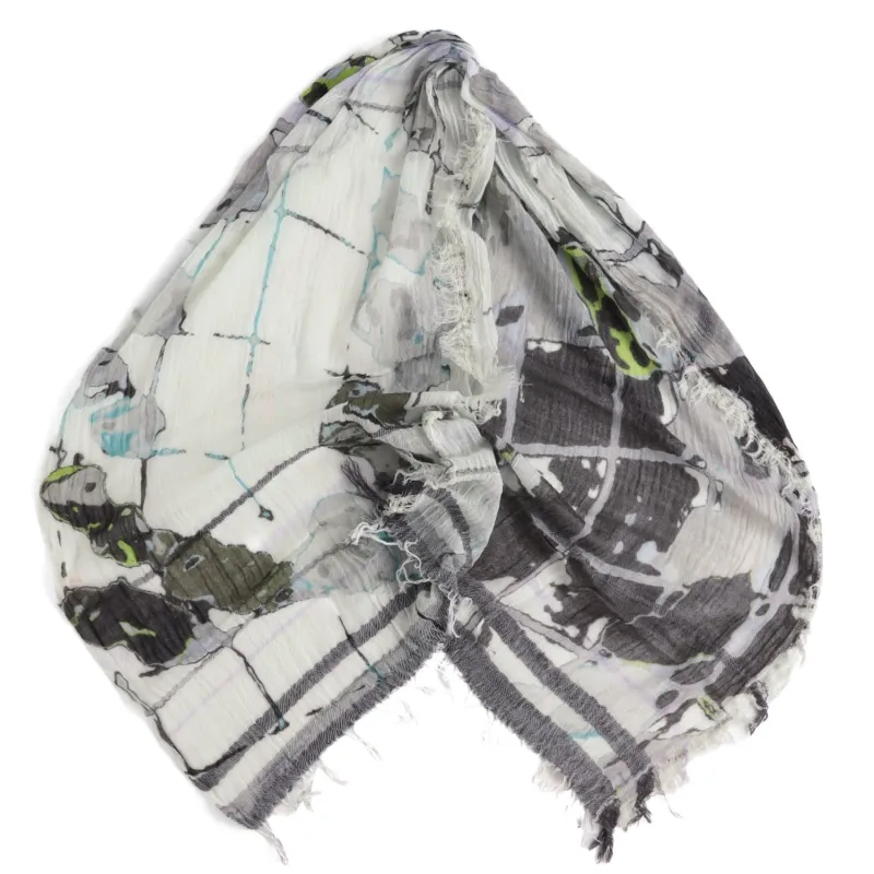 Walnut Wood Print Tamaki Niime Cotton Roots Shawl made by William Crabtree & Sons