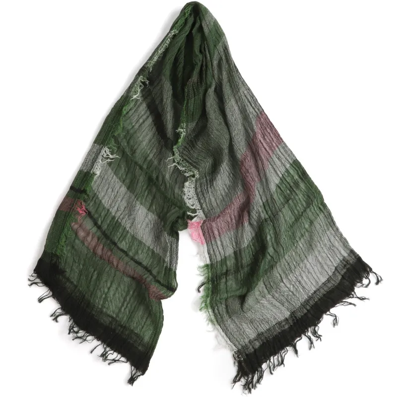 Forest Green Plum Mix Tamaki Niime Cotton Roots Shawl made by William Crabtree & Sons