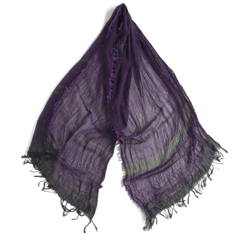 Deep Purple Charcoal Mix Tamaki Niime Cotton Roots Shawl made by William Crabtree & Sons