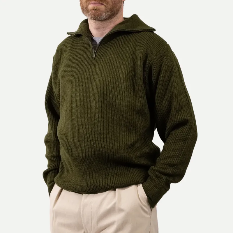 FRENCH ARMY ZIPPED SWEATER - OLIVE GREEN sold by Universal Surplus