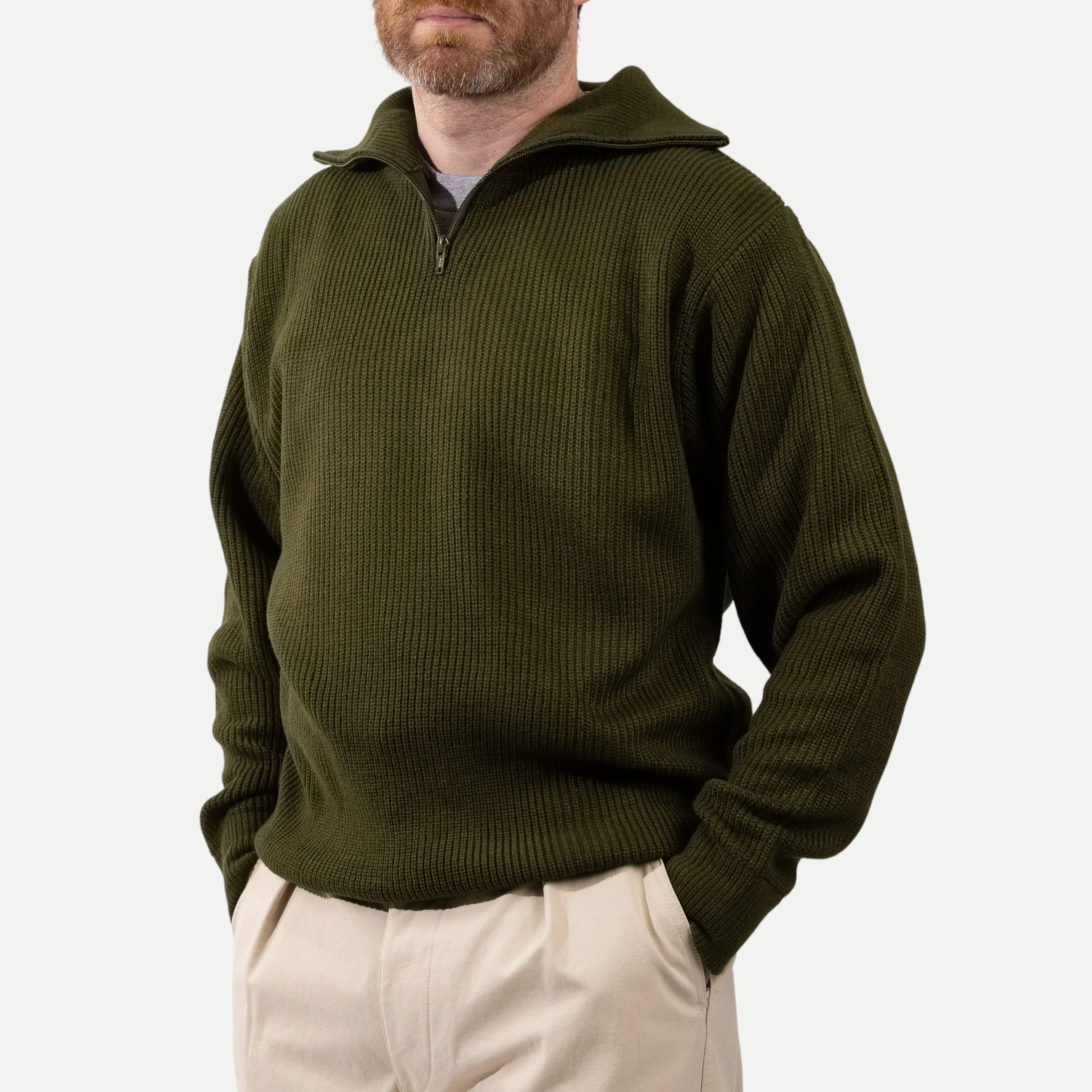 FRENCH ARMY ZIPPED SWEATER - OLIVE GREEN sold by Universal Surplus