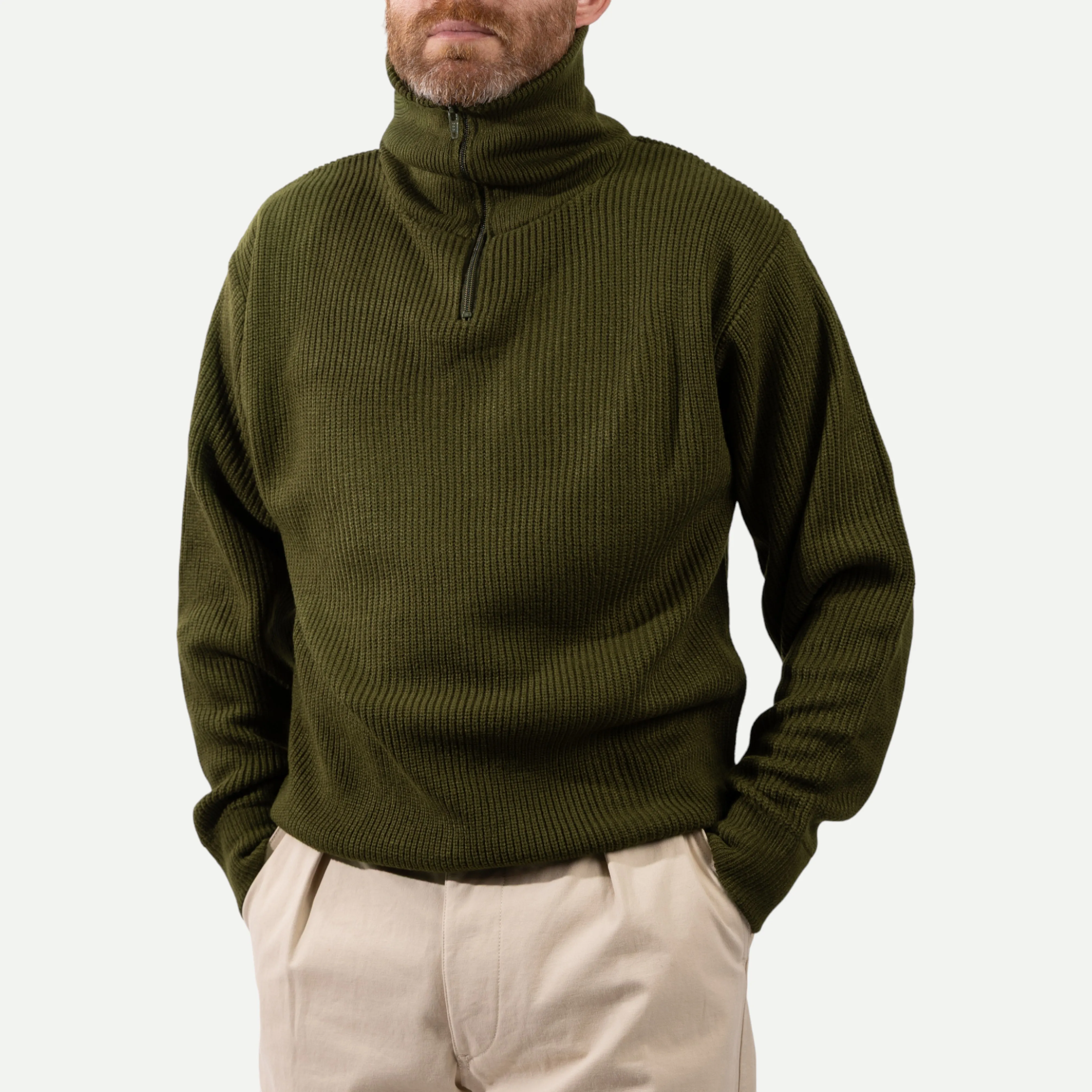 FRENCH ARMY ZIPPED SWEATER - OLIVE GREEN sold by Universal Surplus product image thumbnail 3