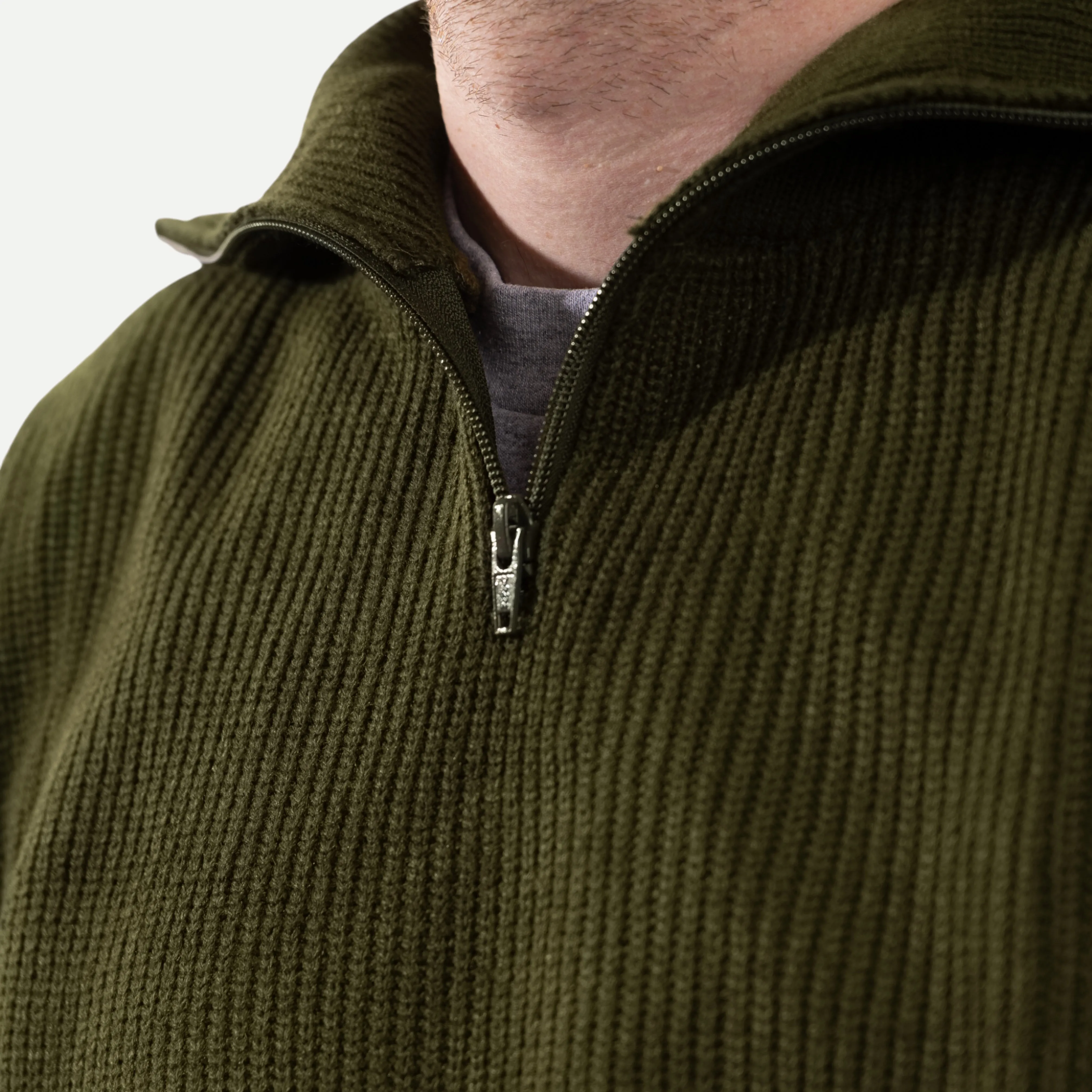 FRENCH ARMY ZIPPED SWEATER - OLIVE GREEN sold by Universal Surplus product image thumbnail 2