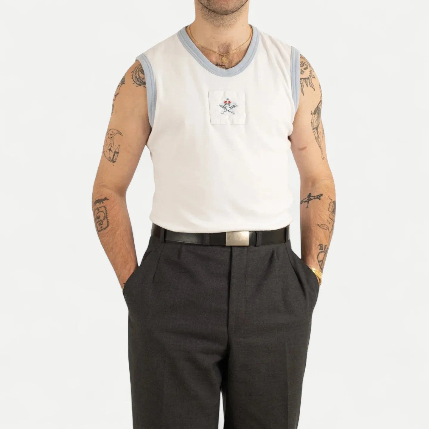 BRITISH ARMY TRAINING TANK TOP - LIGHT BLUE TRIM sold by Universal Surplus product image thumbnail 2