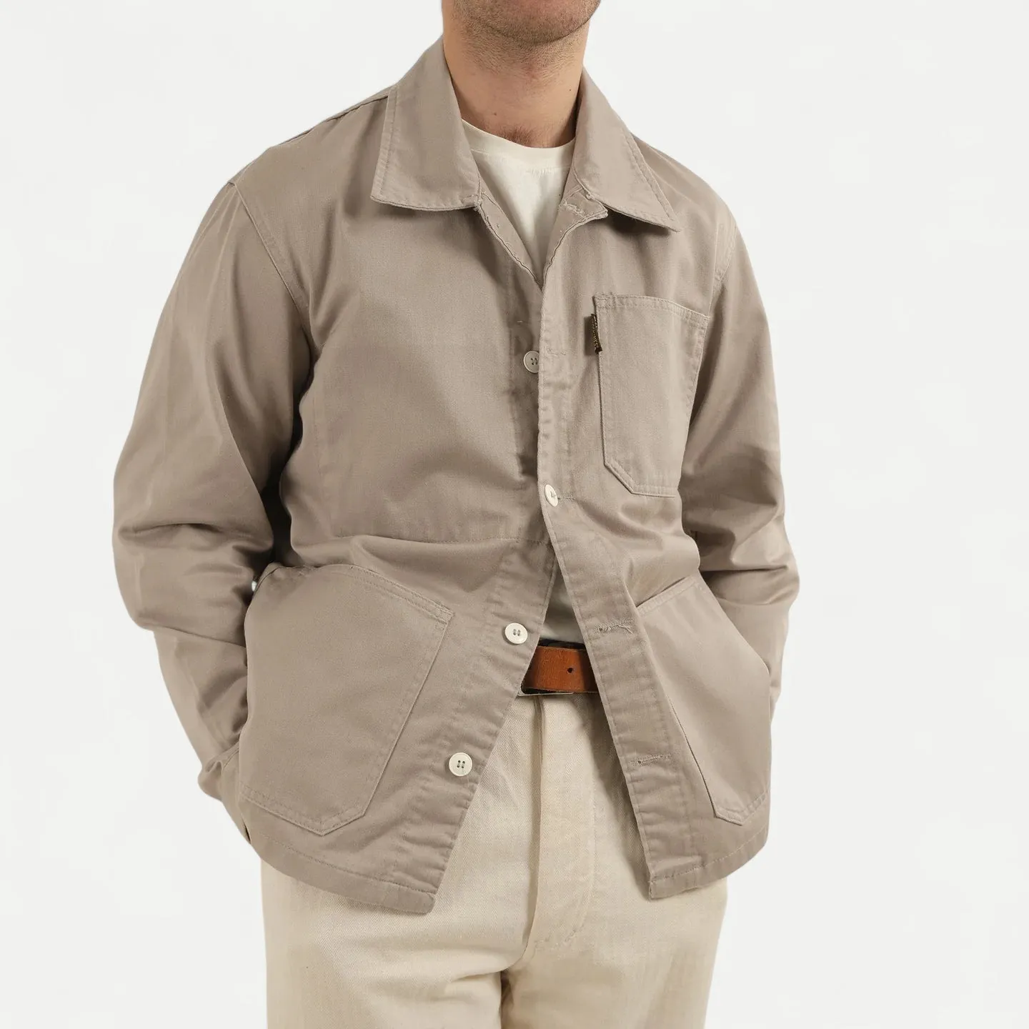 FRENCH GREIGE STRIPED WORK JACKET sold by Universal Surplus