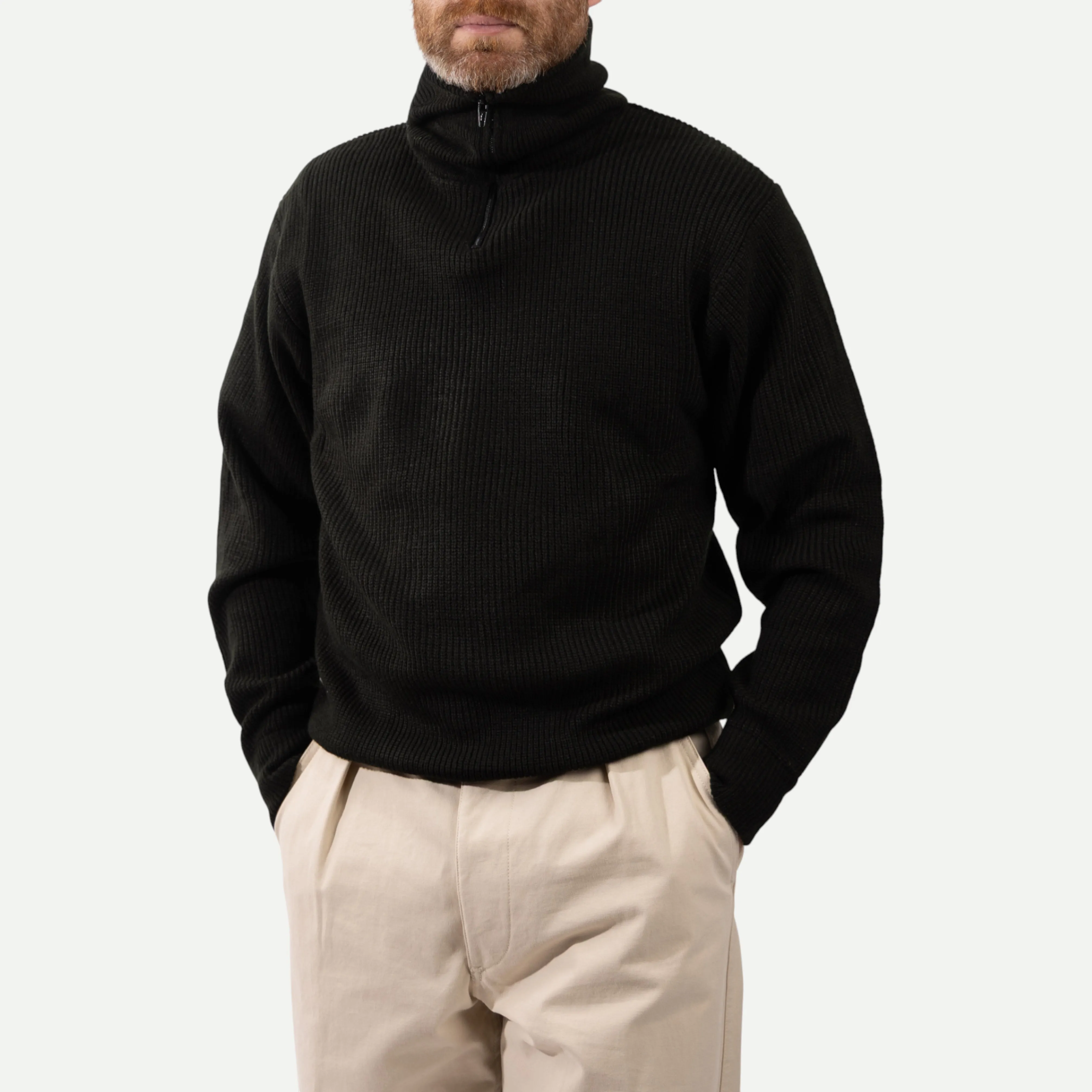 FRENCH ARMY ZIPPED SWEATER - BLACK sold by Universal Surplus product image thumbnail 3