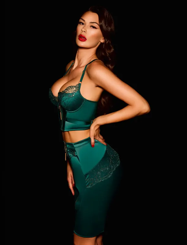 Gloria Emerald Skirt sold by Honey Birdette