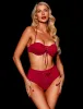 Iris Red High-Waisted Bikini Bottom sold by Honey Birdette