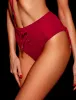 Iris Red High-Waisted Bikini Bottom sold by Honey Birdette