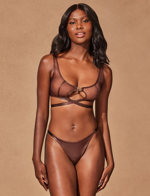 Emily Deep Mahogany Bralette sold by Honey Birdette