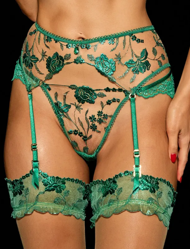 Whitney Emerald Suspender sold by Honey Birdette