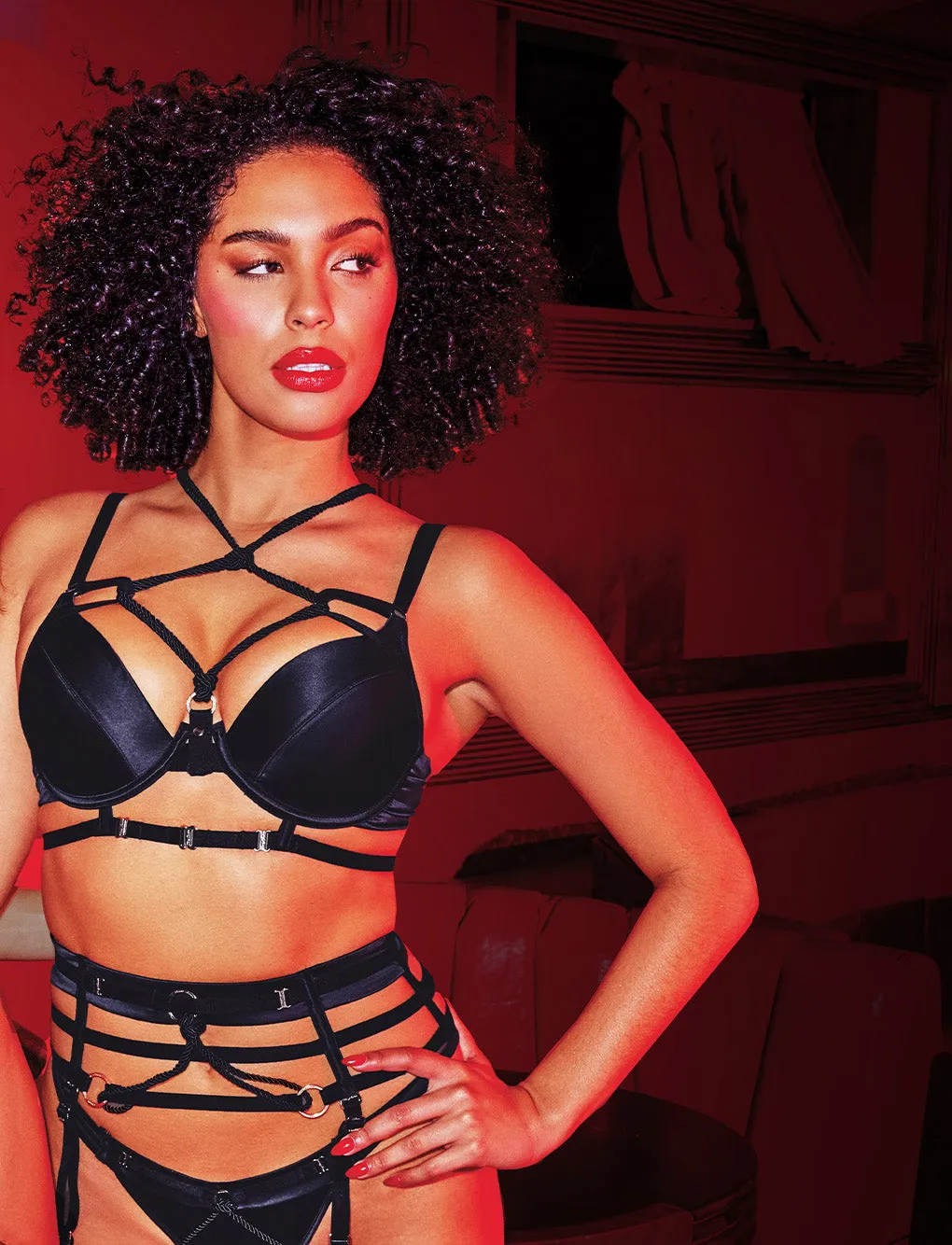 Shibari Black 3 Piece Lingerie Set sold by Honey Birdette product image thumbnail 5