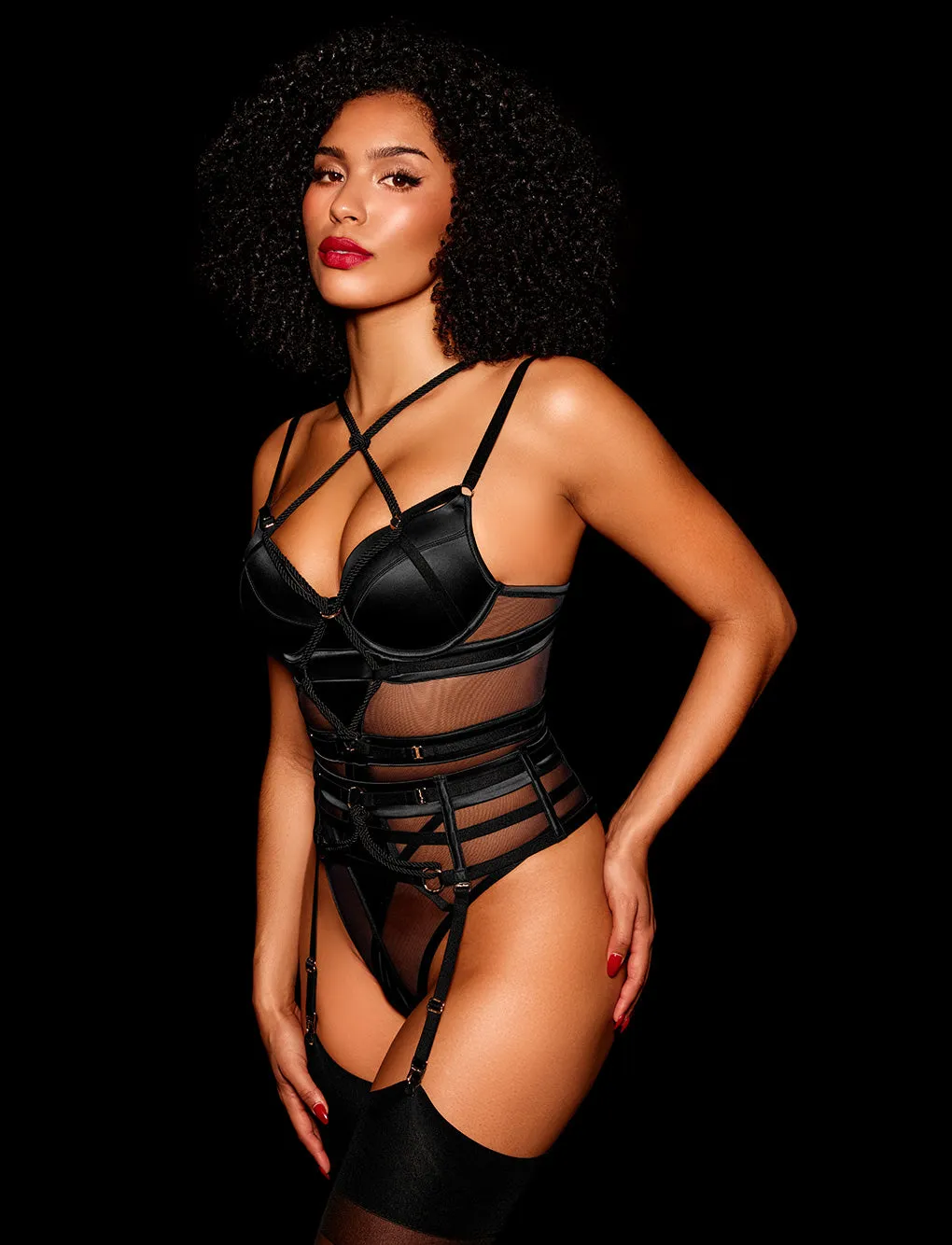Shibari Black Bodysuit Lingerie Set sold by Honey Birdette product image thumbnail 3
