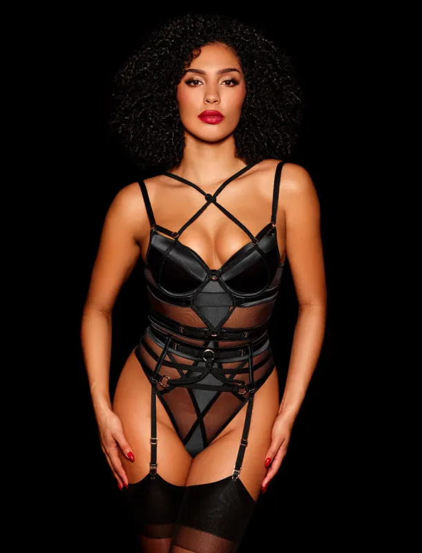 Shibari Black Bodysuit Lingerie Set made by Honey Birdette