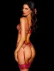 Sarah Red 3 Piece Lingerie Set sold by Honey Birdette
