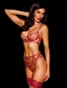Sarah Red 3 Piece Lingerie Set sold by Honey Birdette