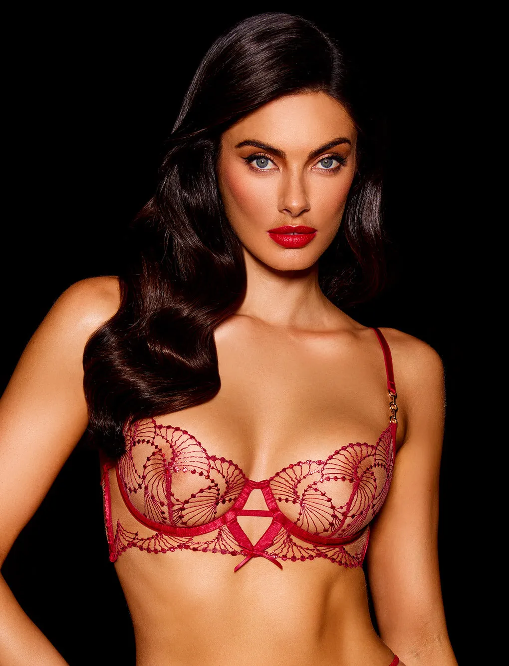 Sarah Red 3 Piece Lingerie Set sold by Honey Birdette product image thumbnail 4