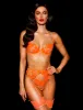 Britt Orange 3 Piece Lingerie Set sold by Honey Birdette