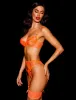 Britt Orange 3 Piece Lingerie Set sold by Honey Birdette