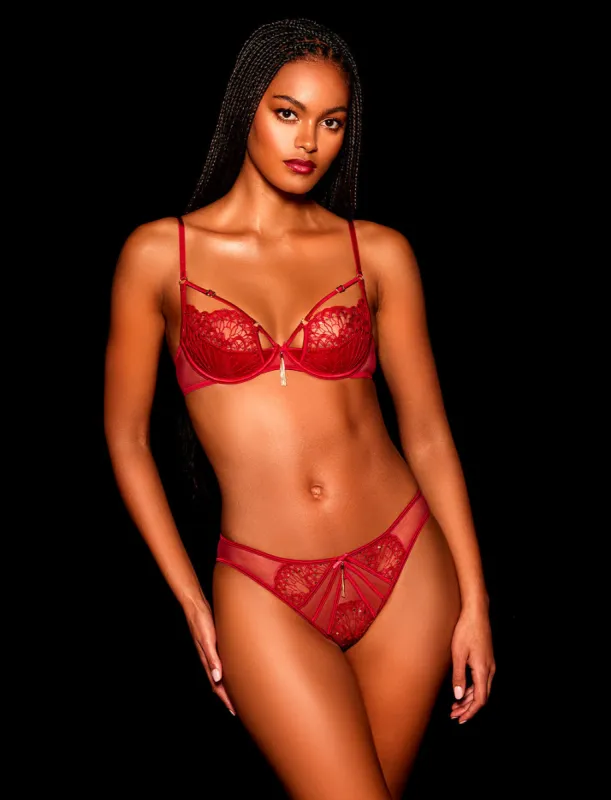 Gloria Red Bra & Bottoms Lingerie Set sold by Honey Birdette