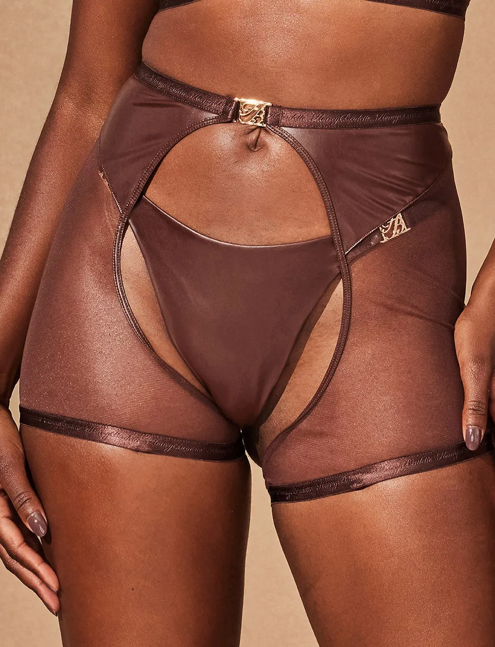 Emily Deep Mahogany Suspender sold by Honey Birdette product image thumbnail 2