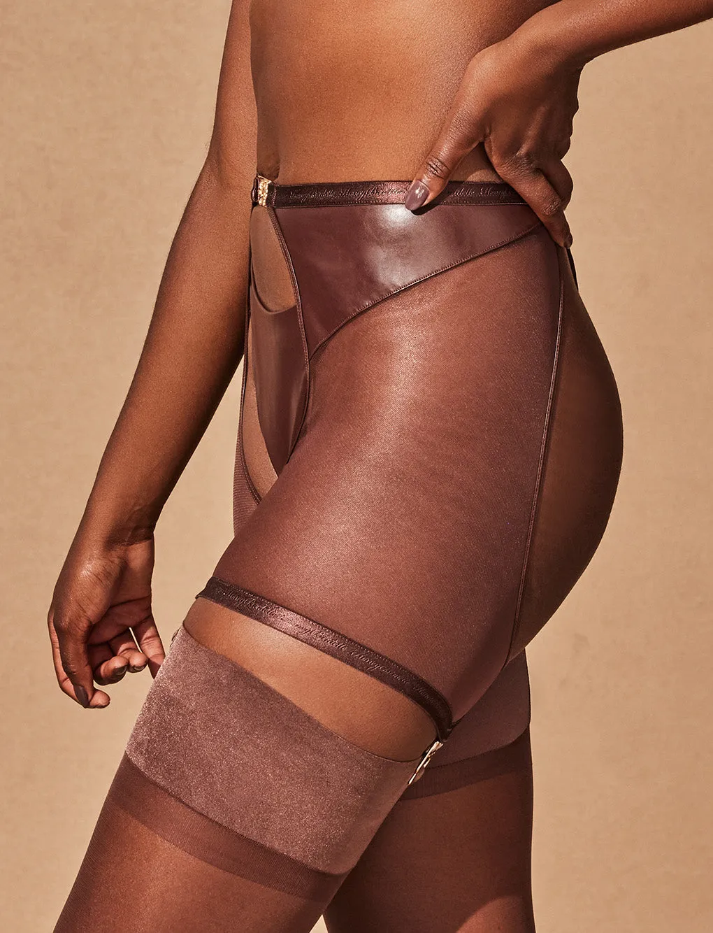 Emily Deep Mahogany Suspender sold by Honey Birdette product image thumbnail 4