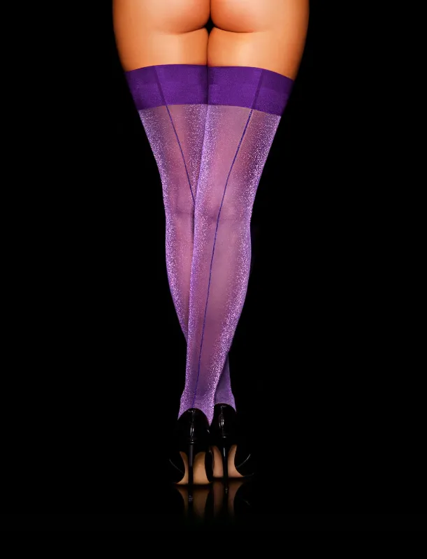 Purple Glitter Stay Up Stockings sold by Honey Birdette