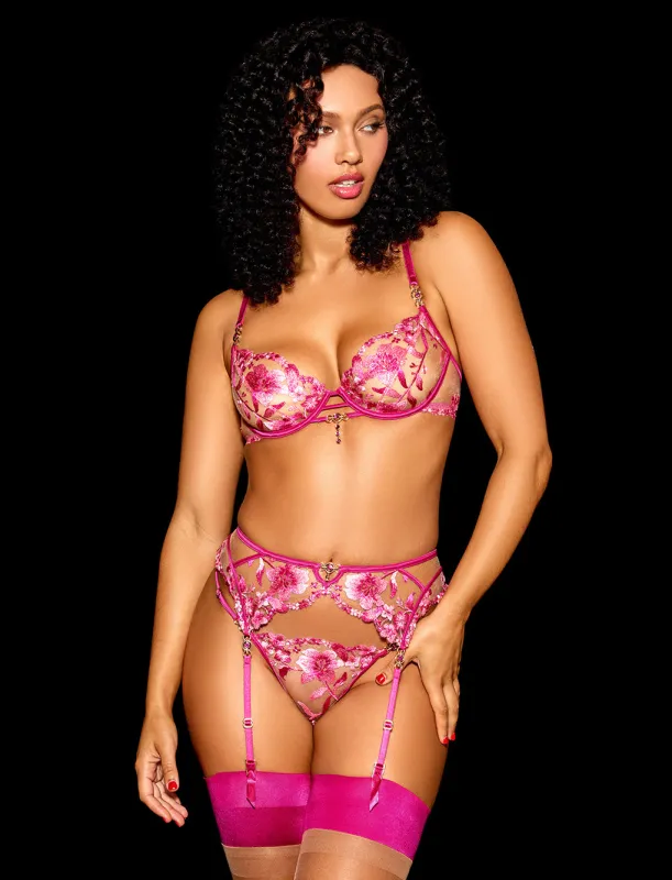 Aluna Pink 3 Piece Lingerie Set sold by Honey Birdette