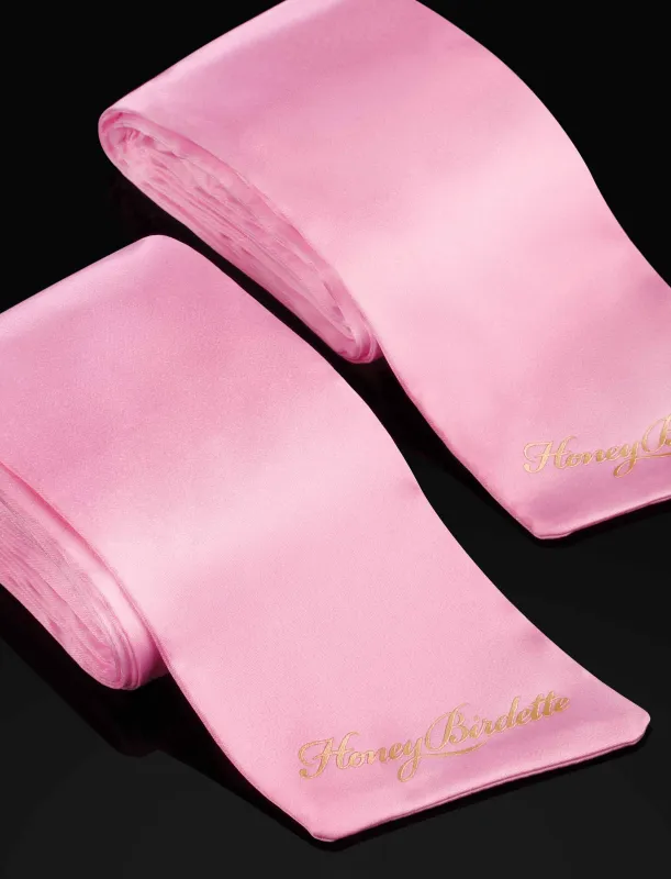 Clara Satin Ties Pink sold by Honey Birdette