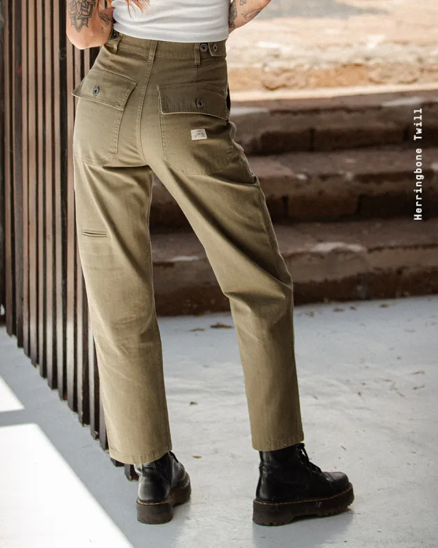 Herringbone Service Fatigue Pants - Olive sold by P & Co