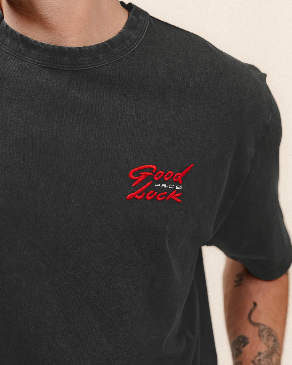 Good Luck Snake Boxy T-Shirt - Light Acid Wash sold by P & Co product image thumbnail 2
