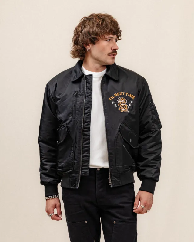 Til Next Time Bomber Jacket - Black sold by P & Co