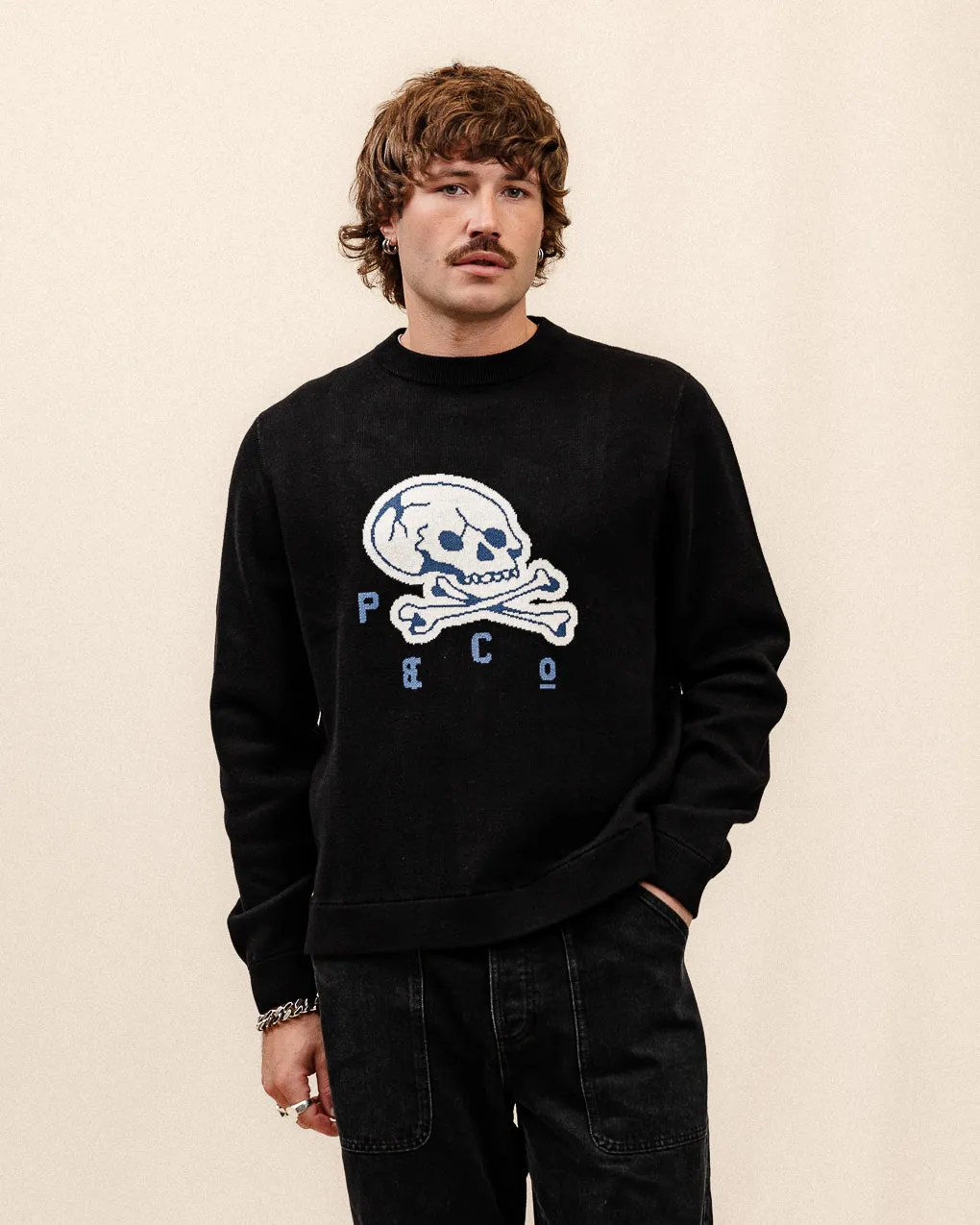 Godspeed Skull Knit Jumper - Black sold by P & Co