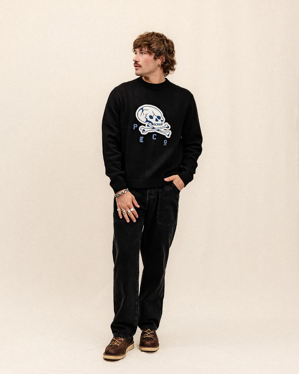 Godspeed Skull Knit Jumper - Black sold by P & Co product image thumbnail 3