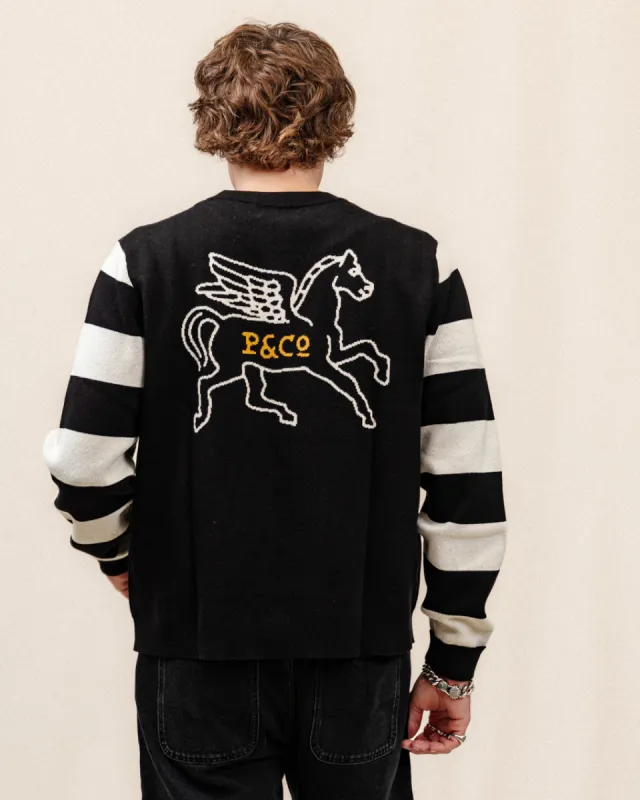 Pegasus Moto Knit Jumper - Black & White sold by P & Co
