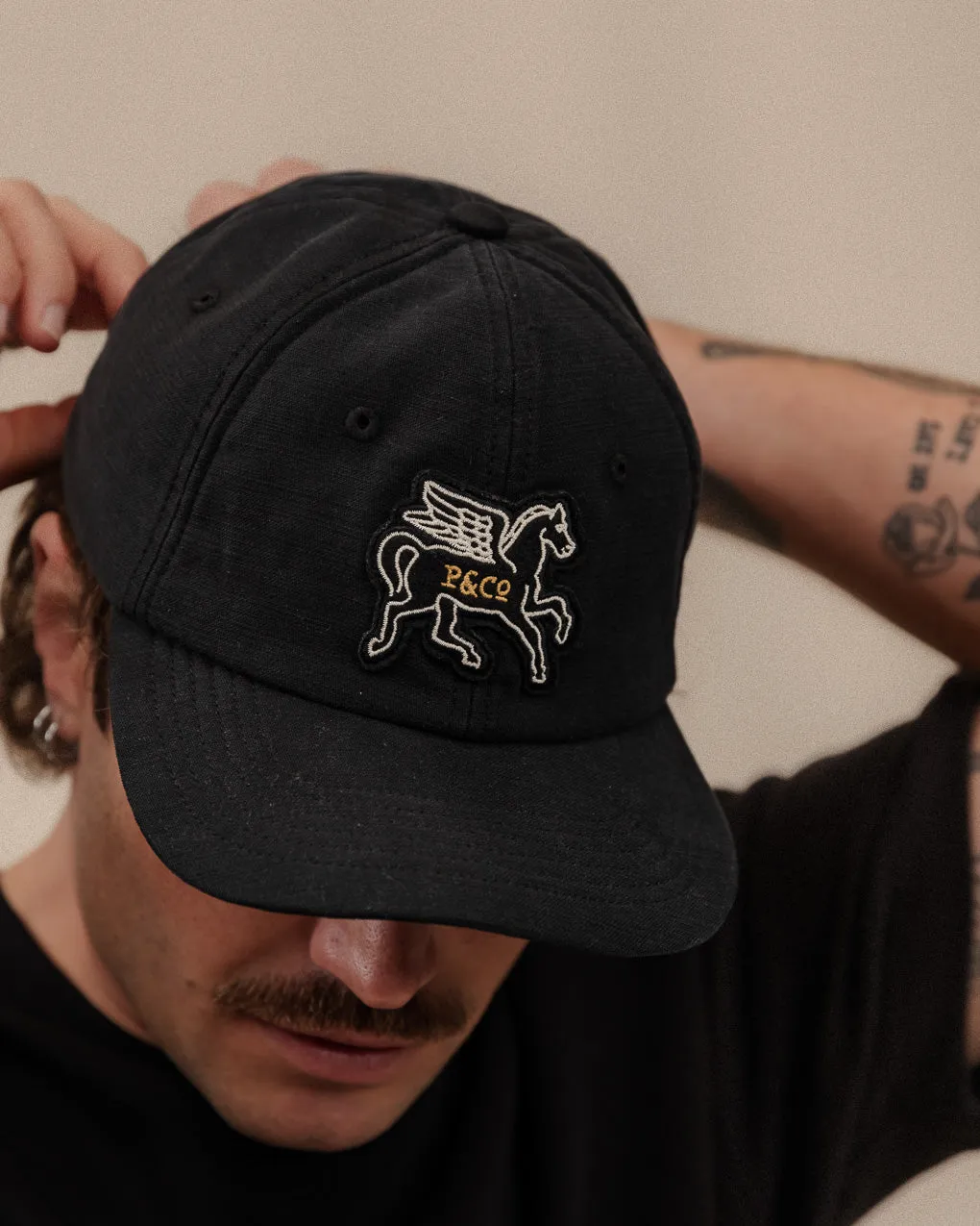 Pegasus 6 Panel Cap - Washed Black sold by P & Co product image thumbnail 4