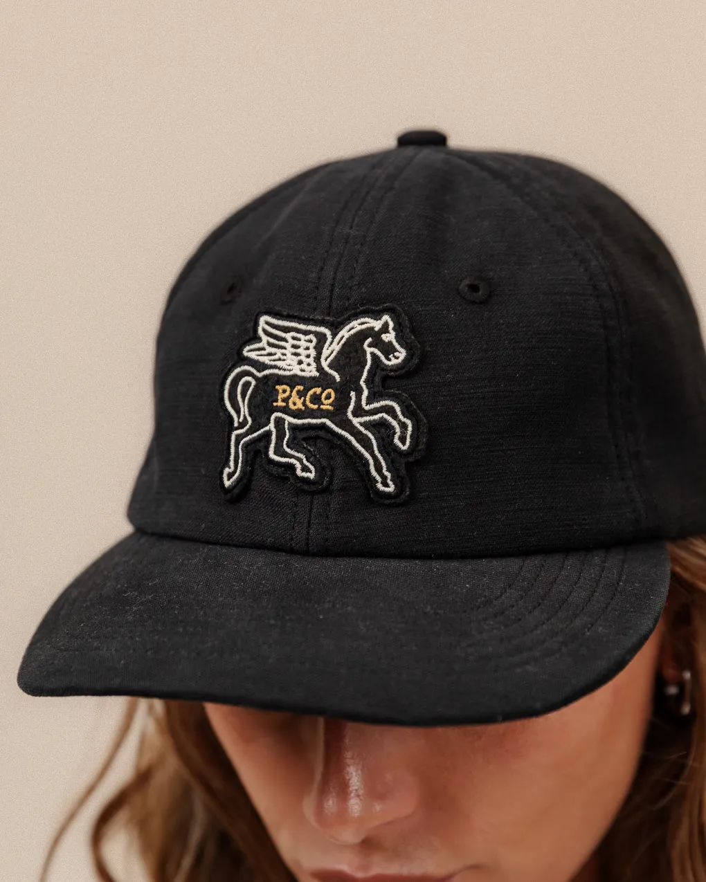 Pegasus 6 Panel Cap - Washed Black sold by P & Co product image thumbnail 2